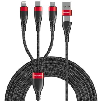 Rockrose RRCS26 Hercules Movefree 3A Max 5-In-1 Fast Charging Cable USB-A & USB-C Dual Connectors