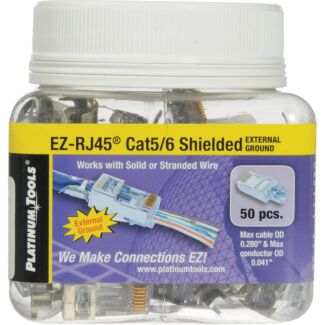 Platinum Tools 202022J EZ-RJ45 Shielded Cat5e/6 w/Ext Grd 50pc