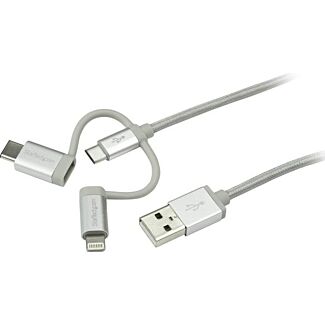 StarTech LTCUB1MGR 1m Lightning USB-C Micro-B to USB Cable