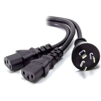 Alogic MF-AUS3P2C13-01 1m AUS 3 Pin Mains Plug 2 X IEC C13 Y Splitter Cable - Male to 2 X Female