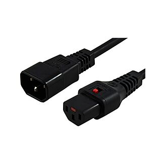 IEC Lock IECL-43-010 1m IEC LOCK Power Cable IEC-C14(M) to IEC-C13(F) Black