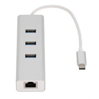 Astrotek AT-CMLANHUB3G USB 3.1 Type C to LAN + USB 3.0 Hub Gigabit RJ45 Ethernet Network Adapter Converter Cable 15cm