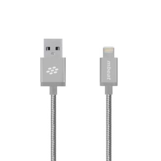 mBeat MB-ICA-SLV ToughLink MFi Metal Coiled Lightning Cable Silver 1.2m