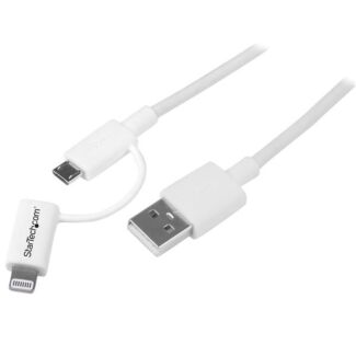 StarTech LTUB1MWH 1m Lightning or Micro USB to USB Cable