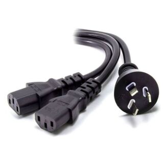 ALOGIC MF-AUS3P2C13-04 4m Aus 3 Mains Wall to 2 X IEC C13 Y Splitter Cable (2.5m + 2 * 1.5m) - Male to 2 X Female Cable