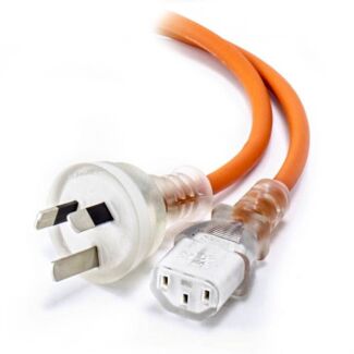 Alogic MF-AUS3PC13-01-MC 1m Medical Power Cable Aus 3 Pin Mains Plug (Male) to IEC C13 (Female) Orange