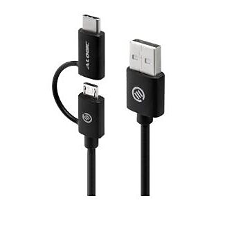 Alogic U2CMC-01BLK 1m Sync & Charge USB-C & Micro USB Combo Cable