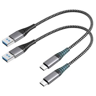 25cm Short USB C Cable A to Type C Fast Charger Nylon Braided Cord