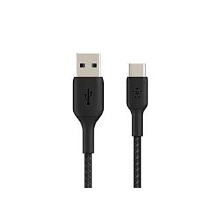 BELKIN CAB002BT0MBK 15cm USB-A TO USB-C CHARGE/SYNC CABLE, BRAIDED, BLACK, 2 YRS