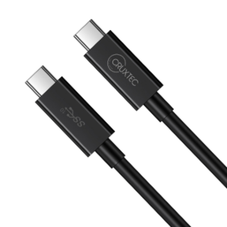 Cruxtec CTC-10G-1MBK 1m USB-C to USB-C Cable Full Feature for Syncing & Charging ( 100W , 10Gpbs , 4K/60Hz )