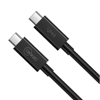 Cruxtec CTC-10G-2MBK 2m USB-C to USB-C Cable Full Feature for Syncing & Charging ( 100W , 10Gpbs , 4K/60Hz )