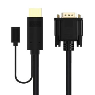 Cruxtec HTV-02-BK HDMI Male to VGA Male Active Cable with Micro USB Female Optional Power 2m Black -1080p60Hz