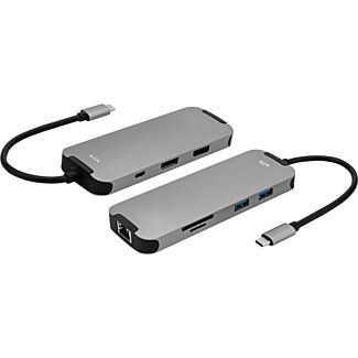 Klik KCMPD2AD USB-C Multi Port Adapter, 2 x DP, USB3.0 x 2, LAN, USB-C PD & SD/Micro SD