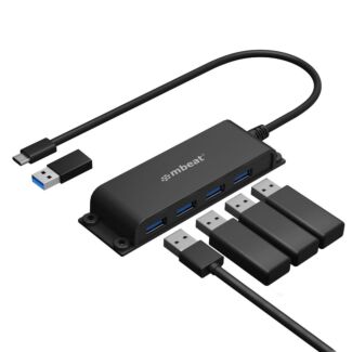 mbeat MB-HUB-E04 Mountable 4-Port USB-A & USB-C Adapter Hub - 60cm Data Cable