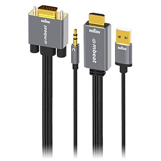 mbeat MB-XCB-HDVGAUX18 ToughLink 1.8m HDMI to VGA Cable with USB Power & 3.5mm Audio