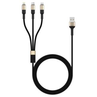 RockRose RRCS05 Acacia Max 1m 3A Max 3-In-1 Nylon Braided Charge-Only Cable