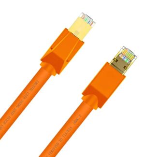 Cruxtec RS8-005-OR CAT8 40GbE SF/FTP Triple Shielding PoE Ethernet Cable Orange 50cm