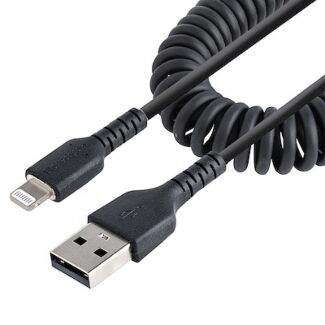 StarTech RUSB2ALT1MBC USB to Lightning Cable - 1m Coiled Cable Black