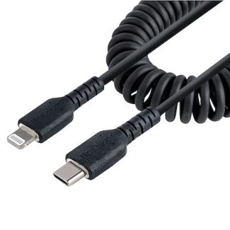 StarTech RUSB2CLT1MBC USB C to Lightning Cable - 1m Coiled Cable Black