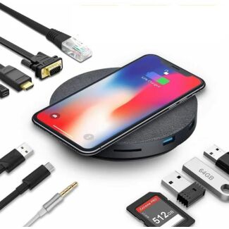 T2 USB-C Hub Input USB3.1 Output USB3.0*3+HDMI*1+SD+TF+ Wireless Charging
