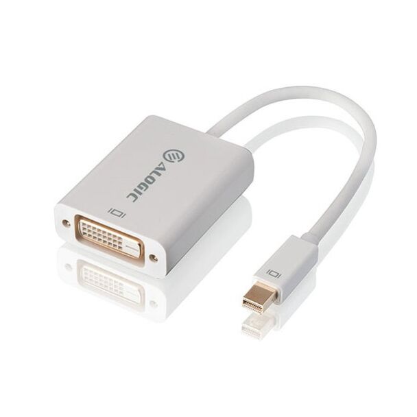 Alogic MDP-DVI-AIC Premium 15cm Mini DisplayPort to DVI Adapter White - Male to Female