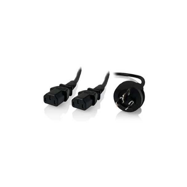 Alogic MF-AUS3P2C13-02 2m Splitter Power Cable - 1x 3pin Male to 2x IEC C13