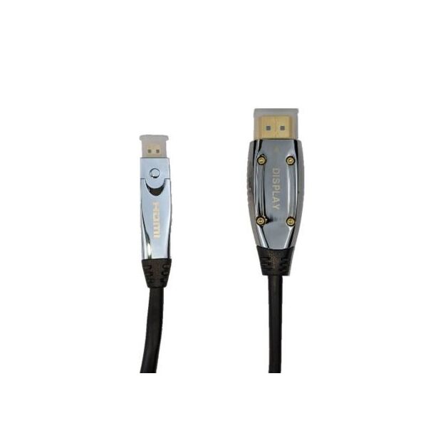 Cruxtec HS20-10-SV HDMI 2.0 Male to Mini  HDMI Male 8K Ultra-HD (UHD) Optical fiber Cable 10m 18Gbps Silvery with Mini HDMI Female to HDMI Male adapter