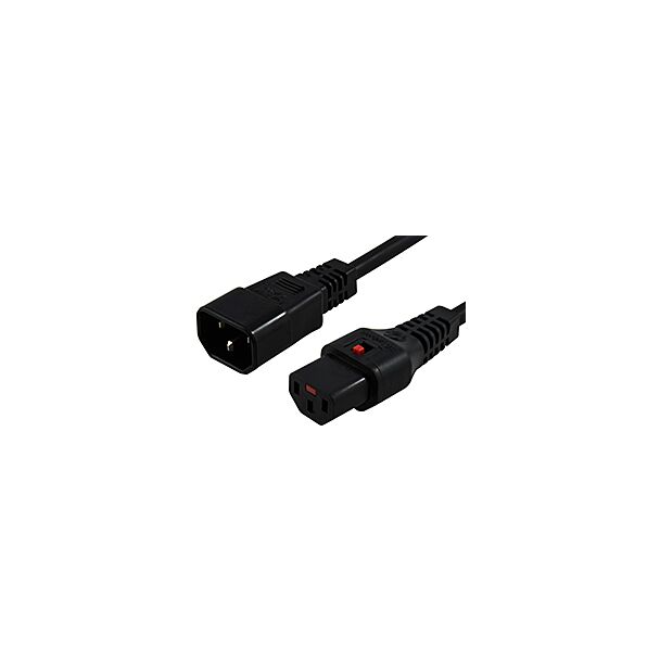 IEC Lock IECL-43-010 1m IEC LOCK Power Cable IEC-C14(M) to IEC-C13(F) Black