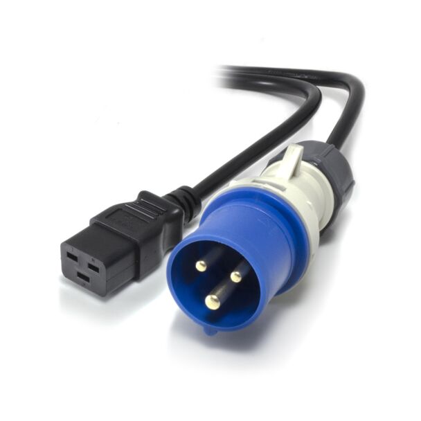 MF-C1916AW-03 3m IEC C19 to 16A 3 Pin Industrial Plug IP44 Power Extension - Male to Female Cable