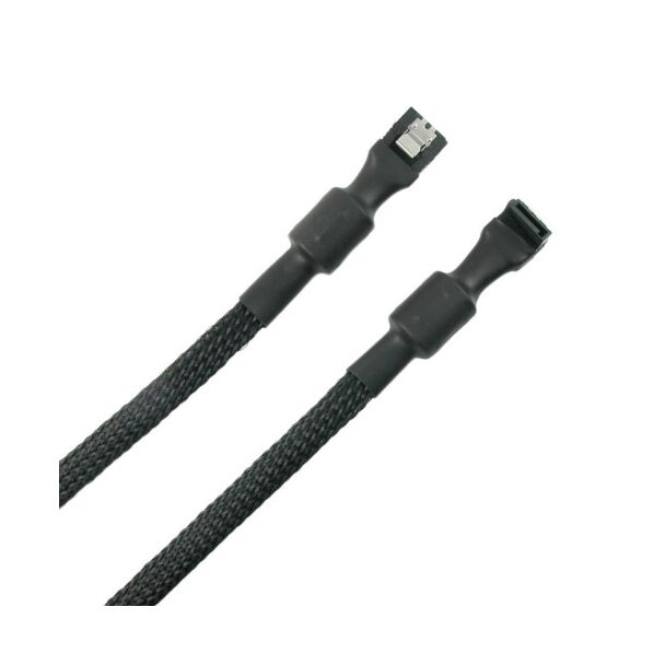 Simplecom CA110L Premium SATA 3 HDD SSD Data Cable Sleeved with Ferrite Bead Lead Clip Angle