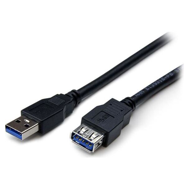 StarTech USB3SEXT2MBK 2m Black USB 3.0 Extension Cable M/F