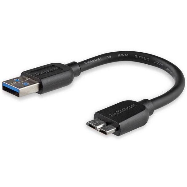 StarTech USB3AUB15CMS 15cm 6in Slim USB3.0 Micro B Cable