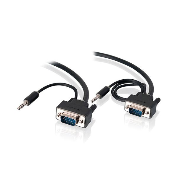 Alogic VGA-MM-01-APS 1m Pro Series Slim flexible VGA Cable with 80cm & 30cm 3.5mm Stereo Audio Cable - M to M