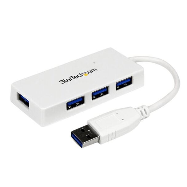 StarTech ST4300MINU3W Portable 4 Port Mini USB 3.0 Hub - White