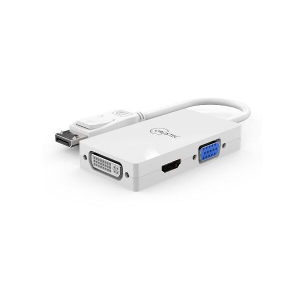 Cruxtec DT3HDV-WH Displayport to HDMI+DVI+VGA Cable Adapter