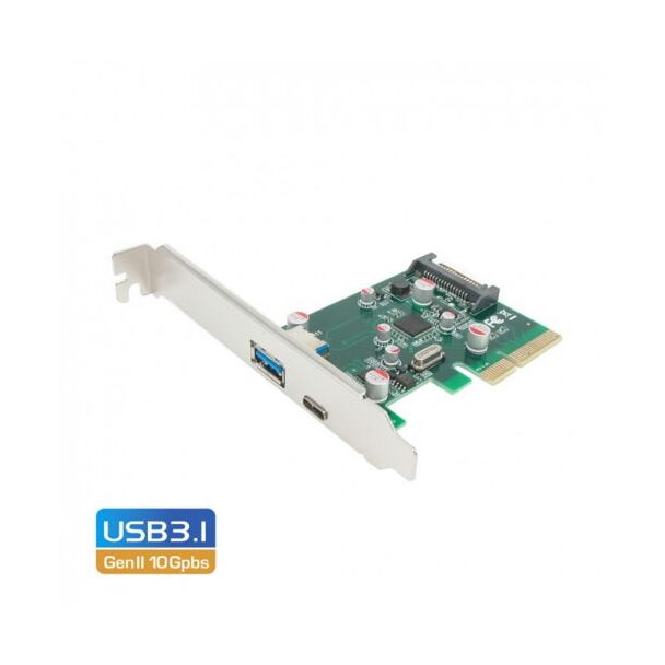 Simplecom EC312 PCI-E 2.0 x4 2-Port USB 3.1 Type-C and Type-A Expansion Card 