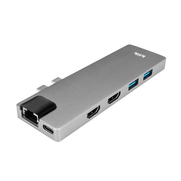 Klik KCDMPAD Dual USB-C MultiPort Adapter, 2 HDMI, LAN, 2 USB3.0 , USB-C PD Micro SD, SD