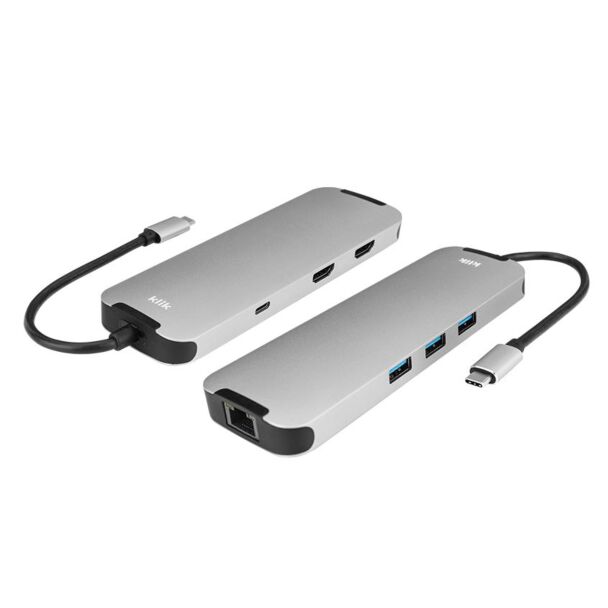 Klik KCMPH2AD USB Type-C MultiPort Adapter 2 HDMI , LAN , 3 USB 3.0 , USB-C PD