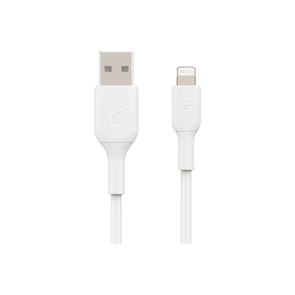 BELKIN CAA001BT2MWH 2M USB-A TO LIGHTNING CHARGE/SYNC CABLE, MFi, WHT, 2 YR WTY