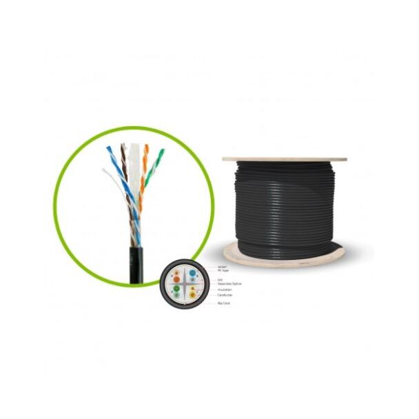 Serveredge C6AJEUTSL305-BK CAT6A 305m Jelly Filled Outdoor Network Cable - UTP Solid Jelly Filled PE 23AWG - BLACK