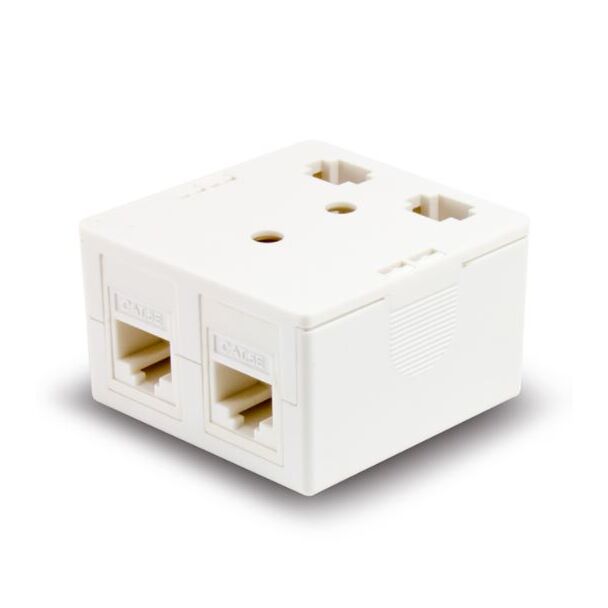 Alogic SEC5-DSM 2 Way CAT5e Surface Mount Box with Keystone Jack - White - Series Alpha