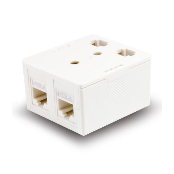 Alogic SEC6-DSM 2 Way CAT6 Surface Mount Box - White - Series Alpha