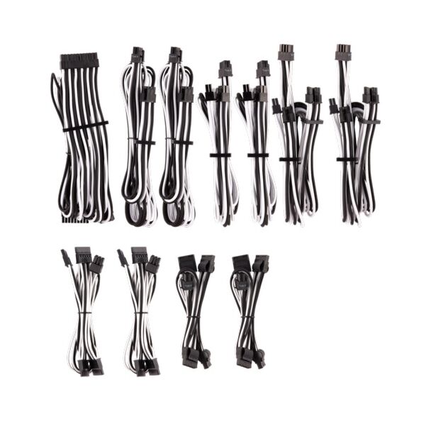 Corsair CP-8920227 WHITE/BLACK Premium Individually Sleeved DC Cable Pro Kit, Type 4 (Generation 4)