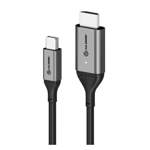 Alogic ULMDPHD02-SGR Ultra Mini DisplayPort 1.4 to HDMI 2.0 Cable 4K 60Hz - ACTIVE - 2m Space Grey 