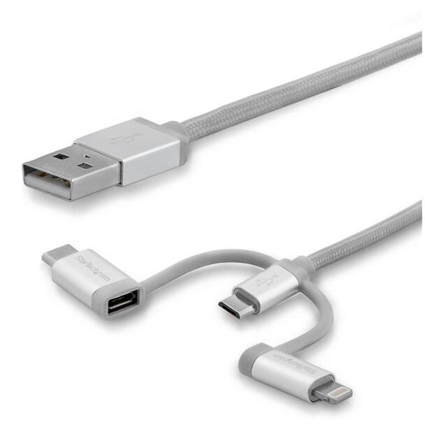 Startech LTCUB2MGR Cable USB Micro-USB USB-C Lightning 2m