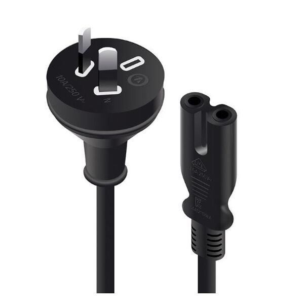 Alogic MF-AUS2PC7-02RBLK 2m Aus 2 Pin Mains Plug to IEC C7 - Male to Female