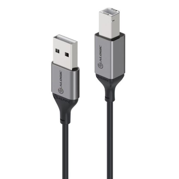 Alogic U22ABRBK 2m Ultra USB2.0 USB-A (Male) to USB-B (Male) Cable