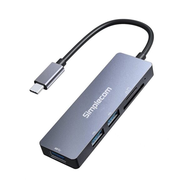 Simplecom CH255 USB-C 5 in 1 Multiport Adapter 3 Port USB-A Hub with SD MicroSD Card Reader