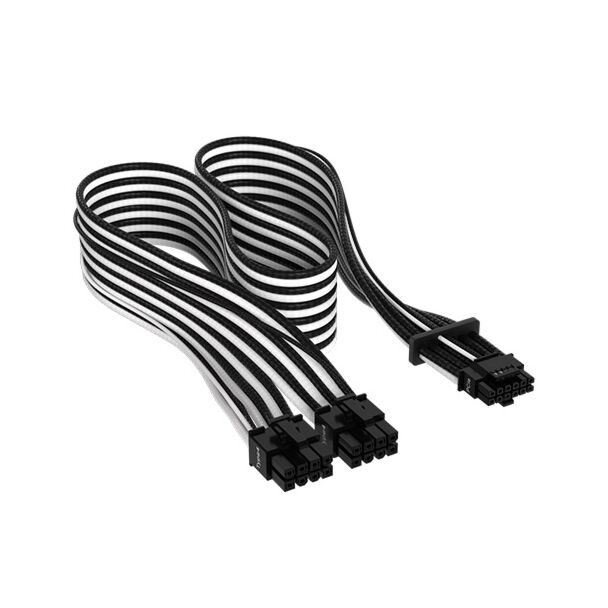 Corsair CP-8920333 Premium Sleeved 12+4pin PCIe 5.0 12VHPWR 600W Cable White&Black