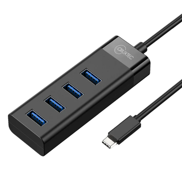 Cruxtec CU3-H4-BK 4 Port High Speed USB-C 3.0 HUB